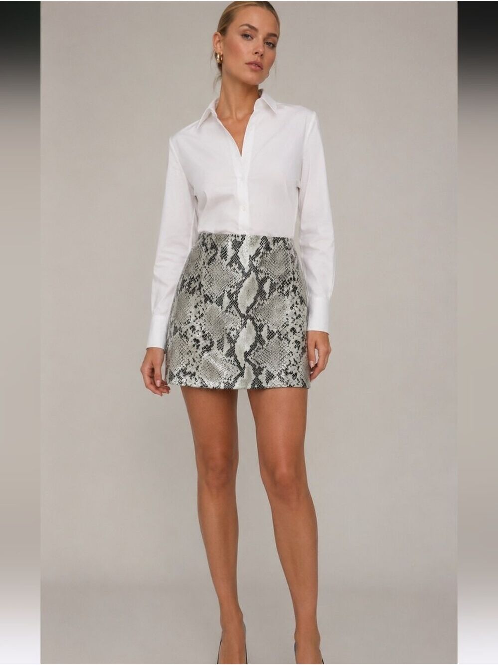 Intermix Cora Embossed Leather Mini Skirt, Size 4